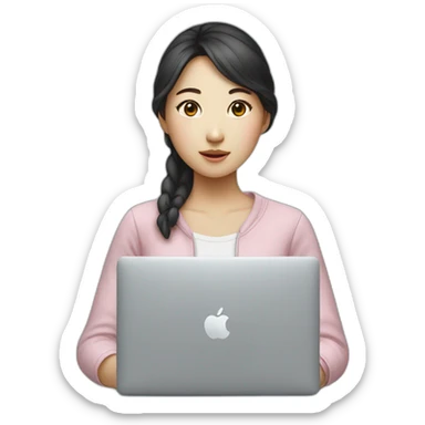 Korean girl with macbook sticker