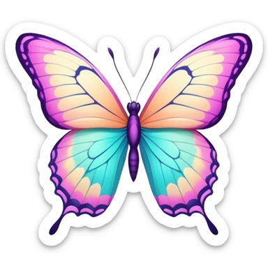 Shiny pastel colorful neon vibrant pale whitish bright Floral exotic tropical butterfly sticker