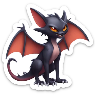  Kawaii Edgy Cool Vampiric Beautiful Noivern-Nargacuga-Litten with big Bat Ears full body sticker