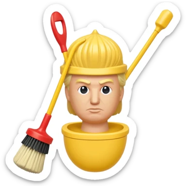a toilet brush in the shape of donald trump sticker