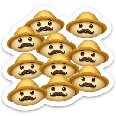 a flock of flying tortillo with a  mustache, no handlebar corners on the mustache sticker