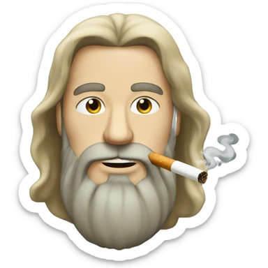 Long haired man with beard smoking a cigarette  sticker