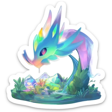 Epic complex iridescent scenic-aesthetic-Fakémon-creature-scenery sticker