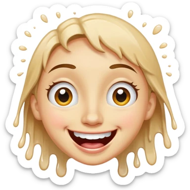 A joyful face with wide eyes and a big smile, tears of laughter flowing. The face radiates positive energy, surrounded by vibrant splashes in dynamic brush strokes. sticker