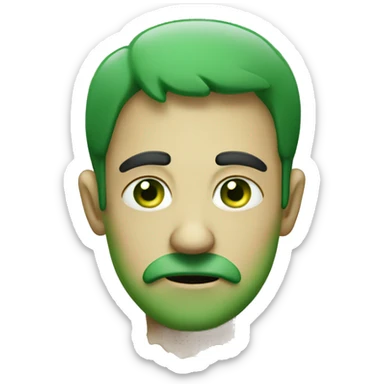 A sad man that is emitting a green misty odor sticker