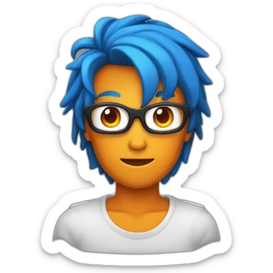 Un mec noir avec des cheveux de couleur bleu et orange moutard sur le visage des symboles doré. Des cornes de bélier orange moutard sticker