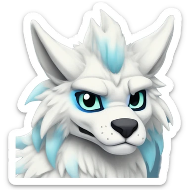 Cute Protogen-vernid-sergal-wickerbeast-fantasy-animal-fursona griffsnuff & LiLaiRa & Falvie full body white and light blue fur sticker sticker