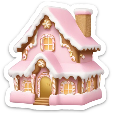 light pink and gold and white gingerbread house sticker