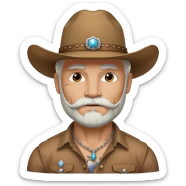 muscular tattooed on face and mustached cowboy long white hair and beard  sticker