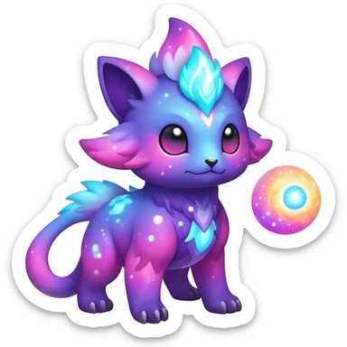 Cute cool colorful nebula fantasy animal hybrid Fakemon full body sticker
