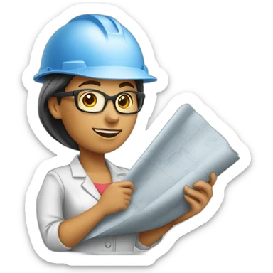 woman profession architect holding blueprints sticker