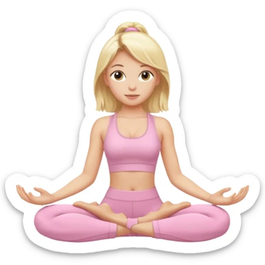Blonde girl with light pink yoga clothes sticker