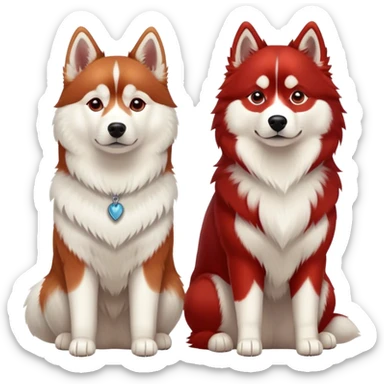 red siberian husky and a samoyed sitting side by side sticker