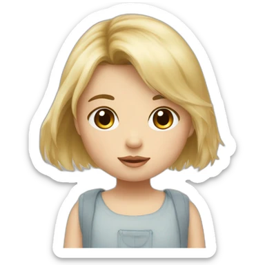 bébé fille blonde décoiffée avec une peluche Totoro  sticker