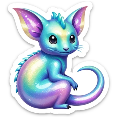 Pastel glittery Randomly-colored sparkly exotic Fakémon-creature sticker