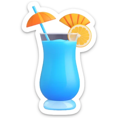 blue curaçao tropical cocktail in a hurricane glass sticker