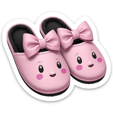 Slippers with a bow sticker