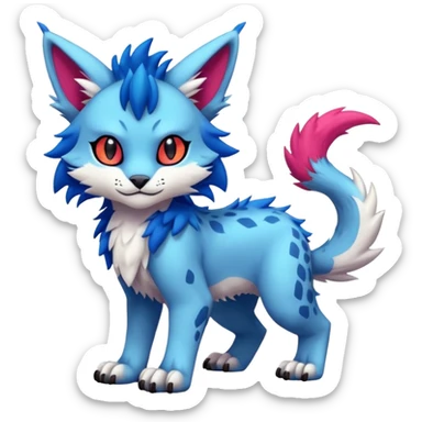 Colorful exotic kawaii edgy cute Lynx-Sergal-Vernid-Fakémon-Pokémon-creature (full body) sticker