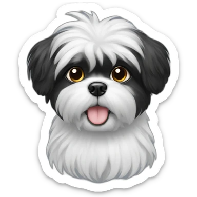 black shitzu dog with chest white fur sticker