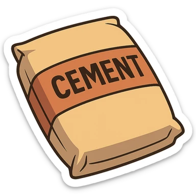 flat cement bag, slightly angled, construction supply sticker