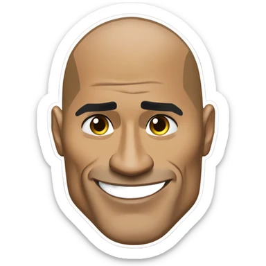 "A cartoonish, exaggerated sticker of Dwayne 'The Rock' Johnson’s head with an over-the-top funny expression. Make his eyebrows extra raised, his muscles absurdly popping, and maybe even a tiny flexing bicep coming out of his forehead. Add a silly catchphrase like ‘Can You Sniff This Sticker?!’ or ‘Eyebrow Power Activated!’ for extra humor. Bright, bold colors and a slightly goofy, caricature-like style!" sticker