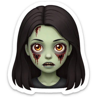Faça uma garota com um cabelo castanho longos, muito, muito escuro, quase preto, Faça ela zumbi sticker