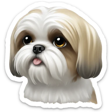 white and gold shih tzu dog sticker