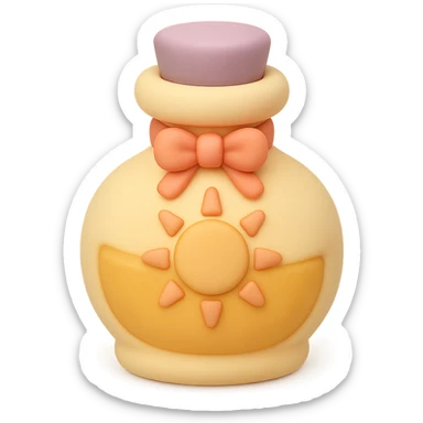 yellow goth potion bottle with a sun motif, soft and cute gothic look, mochi style sticker