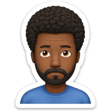 black man with beard, mustache, and short afro sad sticker