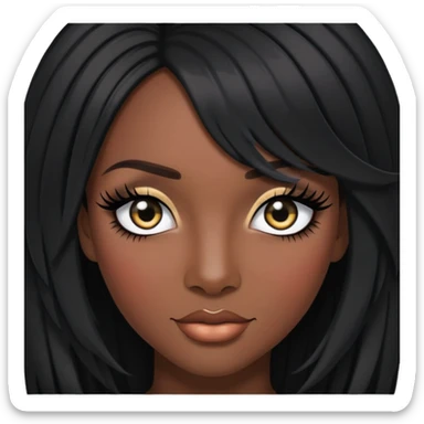 50 inch buss down with edges and side part in jet black with a pretty dark skin females with lash clusters and bottom lash sticker