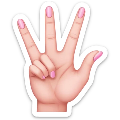 Make number 3 with hand using pinky, index and middle sticker