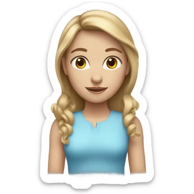 a girl with light brown hair, where some strands are dyed blonde, with blue eyes and very fair skin sticker