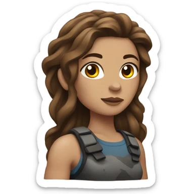 Beautiful tattooed woman long brown hair climbing rocks sticker