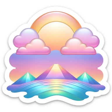 Pastel divine glorious colorful iridescent shiny pale light whitish sunset deco  sticker