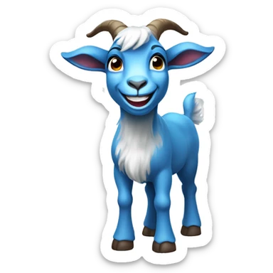 Blue goat whole body pretty smiling excited blue eyes female sticker