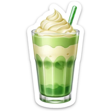 Japanese cream soda green on a glass with ice ice cream vanilla 1 scoop on top sticker