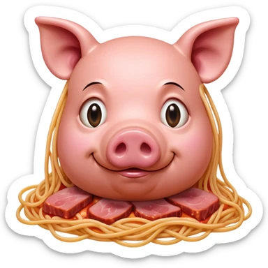  SPAM meat melted pink dripping sauce spaghetti monalisa pig face portrait sticker