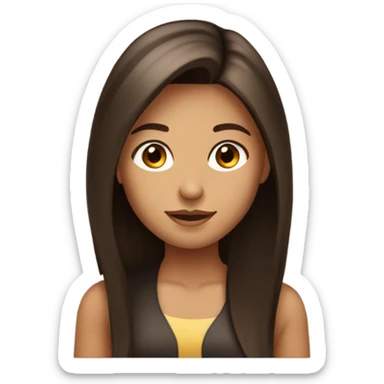 Pretty tan girl with long dark brown hair very silky and straight sticker