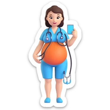 A pregnant belly with a stethoscope sticker