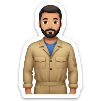 tan guy with black beard making drone engines in a warehouse sticker