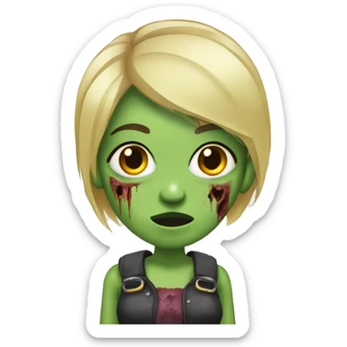 zombie girl with short qnd blonde hair  sticker