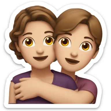 Woman with Brown Hair hugging another woman with brown hair  sticker
