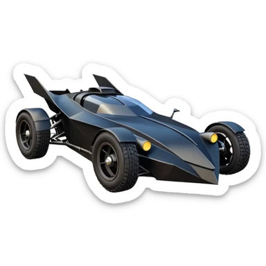  the animated series aerodynamic futuristic Venom Batmobile loosely based on 1936 school bus (flat long straight faceted mechanical body) stealthy town hot rod desert dirt racing rwd buggy  sticker