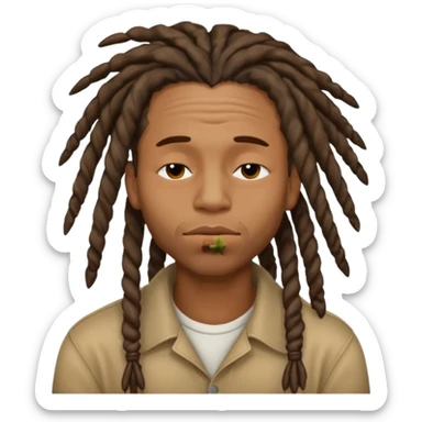 Black man with dreads and a clean shave puckering his lips and closing his eyes making this face😌 sticker