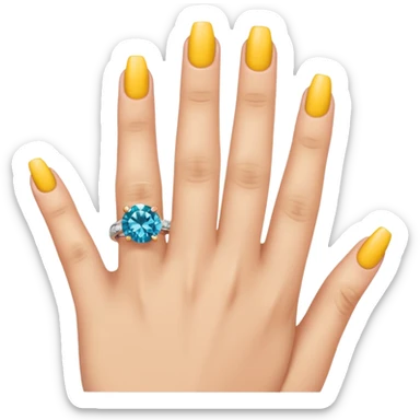 woman's hand with long beautiful nails and engagement ring, emoji style sticker