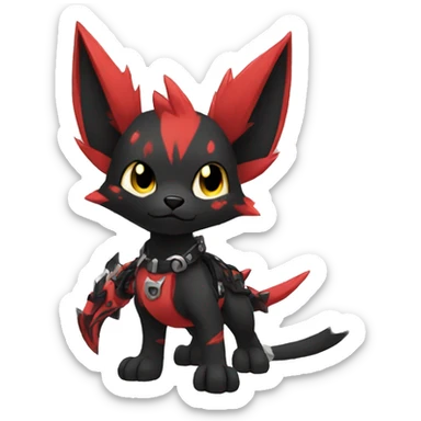 cool edgy black punk red animal hybrid Fakemon full body sticker