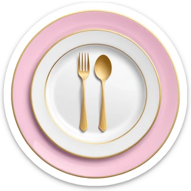 A luxurious plate with pink accents and elegant details, fork and knife sticker