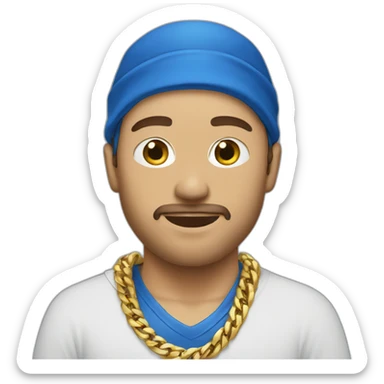 White male with blue bandana wearing gold chains  sticker