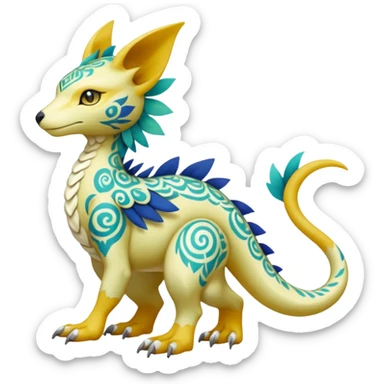 colorful lush ethereal divine exotic patterned beautiful elegant pretty realistic Fakémon-Digimon-Fionbri-Trico-creature (full body) sticker