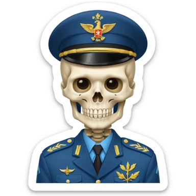 generate a very realistic skeleton in Ukrainian military uniform sticker